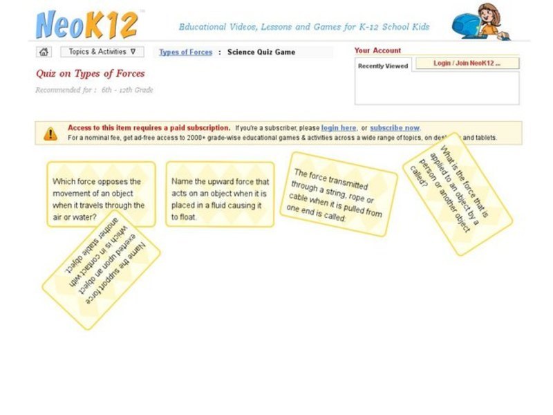 Quiz-Type of Forces Interactive