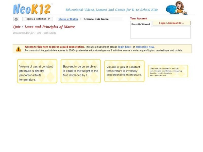 Laws and Principles of Matter Interactive