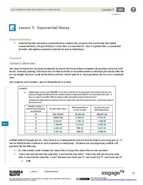 Exponential Decay Lesson Plan
