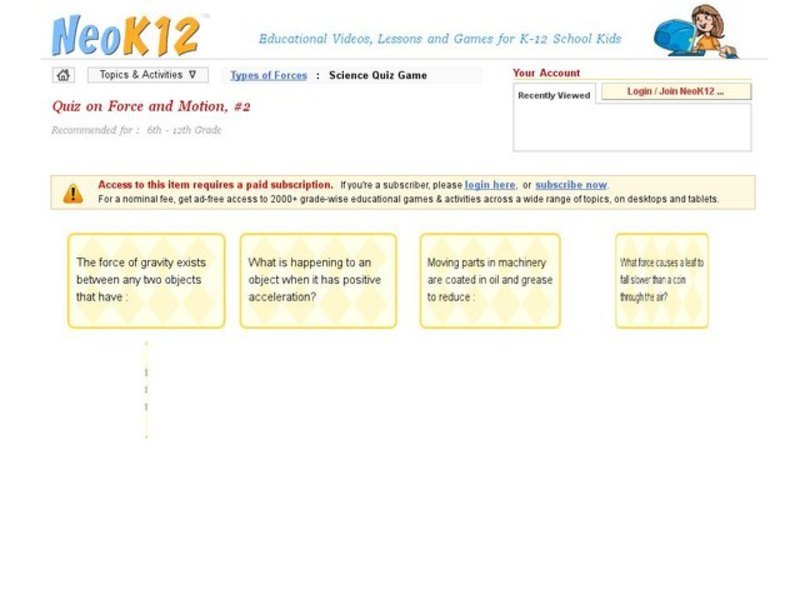 Force and Motion Quiz Interactive