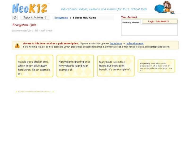Ecosystem Quiz Interactive