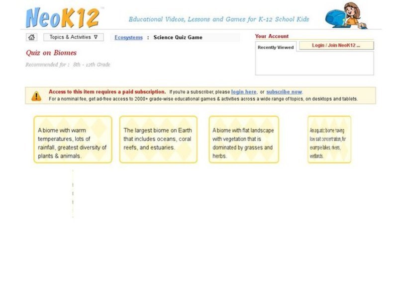 Biomes Quiz Interactive