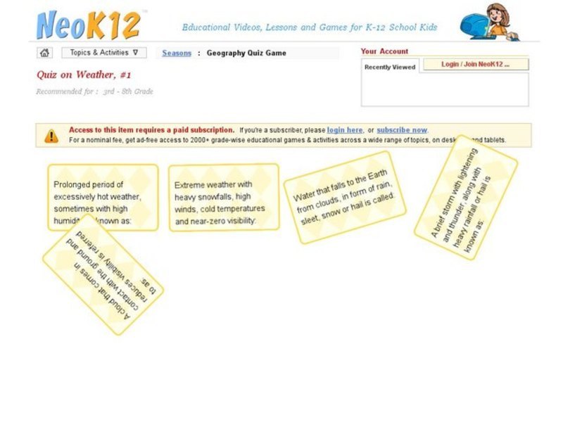 Quiz on Weather #1 Interactive