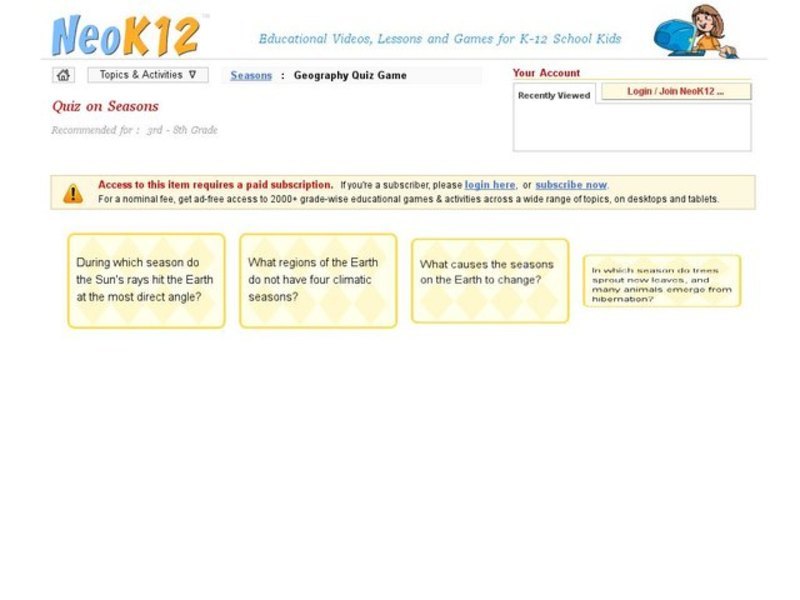 Seasons Quiz Interactive