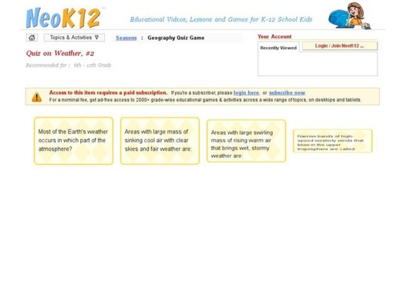 Quiz on Weather #2 Interactive