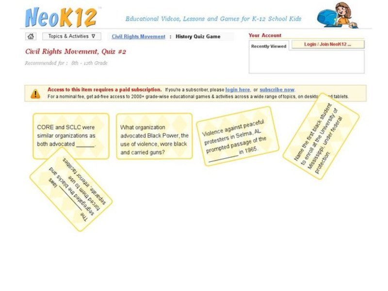 Civil Rights Movement Quiz #2 Interactive