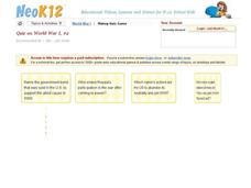 Quiz on World War I, #2 Interactive