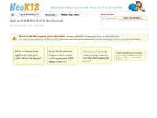 Quiz on World War I [U.S. Involvement] Interactive