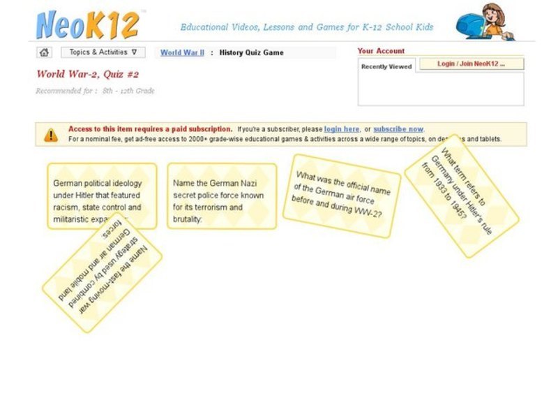 World War II Quiz #2 Interactive