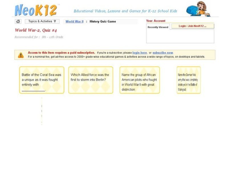 World War II Quiz #4 Interactive