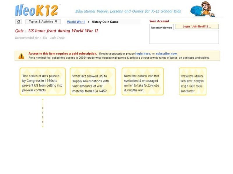 U.S. Home Front During World War II Interactive