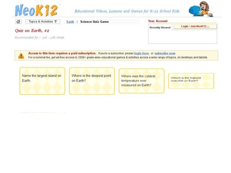 Earth-Quiz #2 Interactive