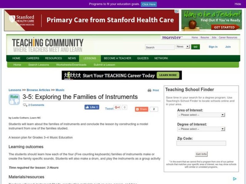 Exploring the Families of Instruments Lesson Plan