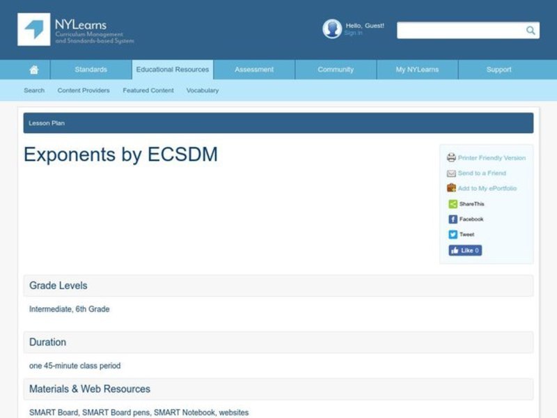 Exponents Lesson Plan