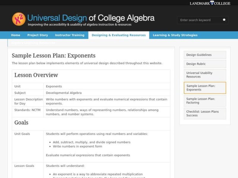 Exponents Lesson Plan