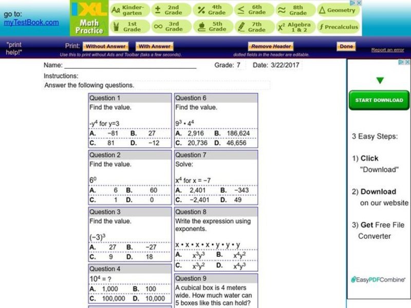 Exponents Interactive