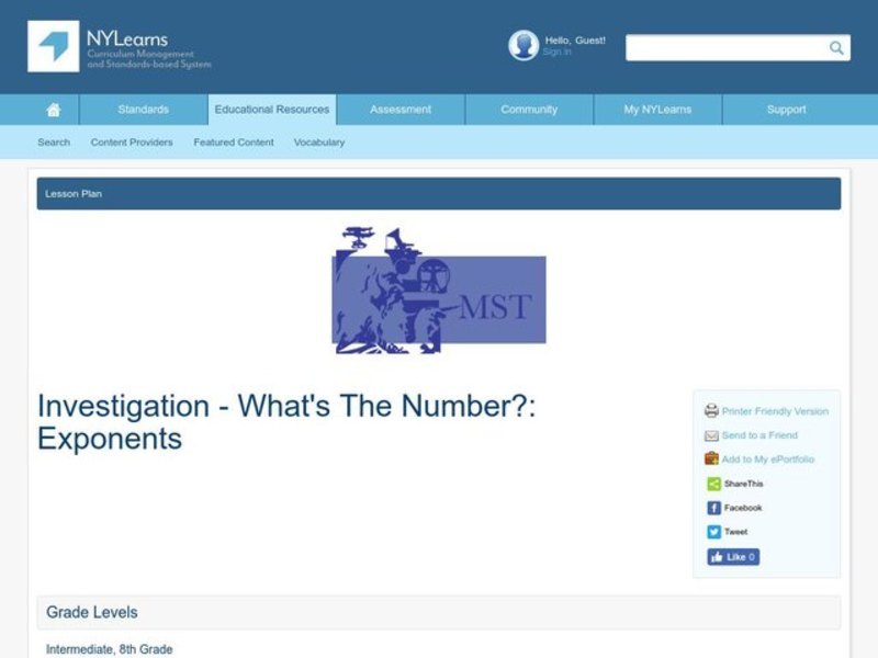 Exponents Lesson Plan