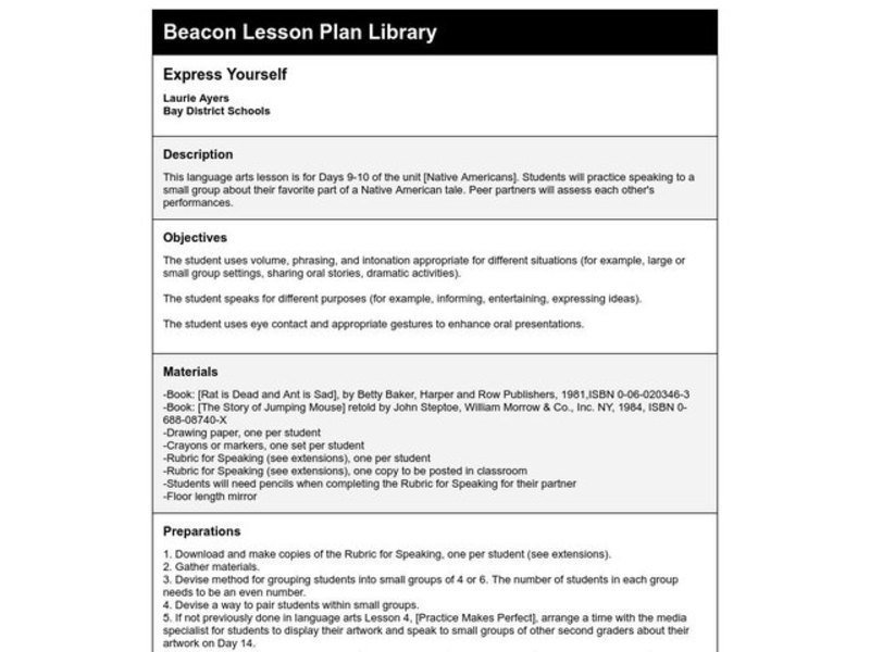 Express Yourself Lesson Plan