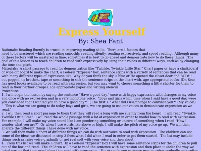 Express Yourself Lesson Plan