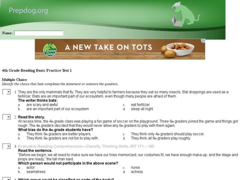 Evaluative Reading Comprehension Interactive