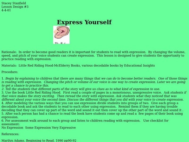 Express Yourself Lesson Plan