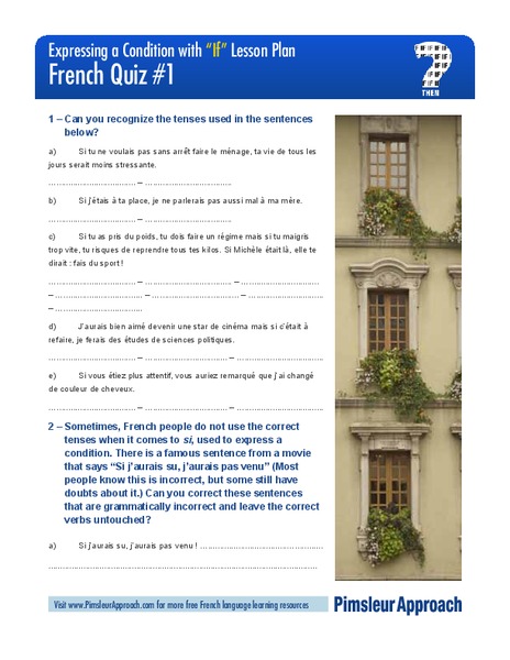 Expressing a Condition with "If" Worksheet
