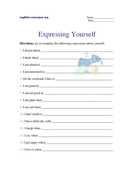 Expressing Yourself Worksheet