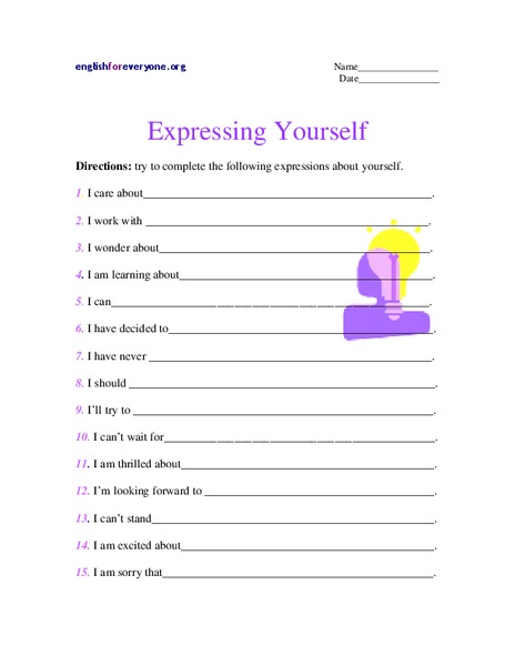 Expressing Yourself Worksheet