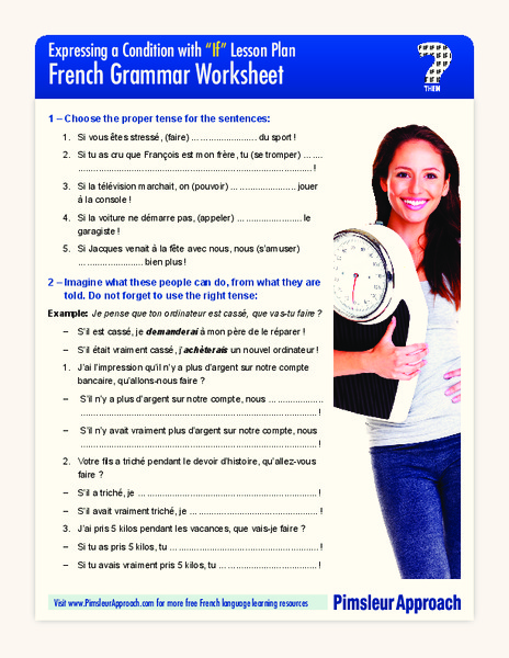 Expressing a Condition with "If" Worksheet