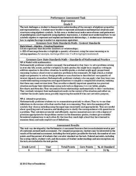 Expressions Assessment