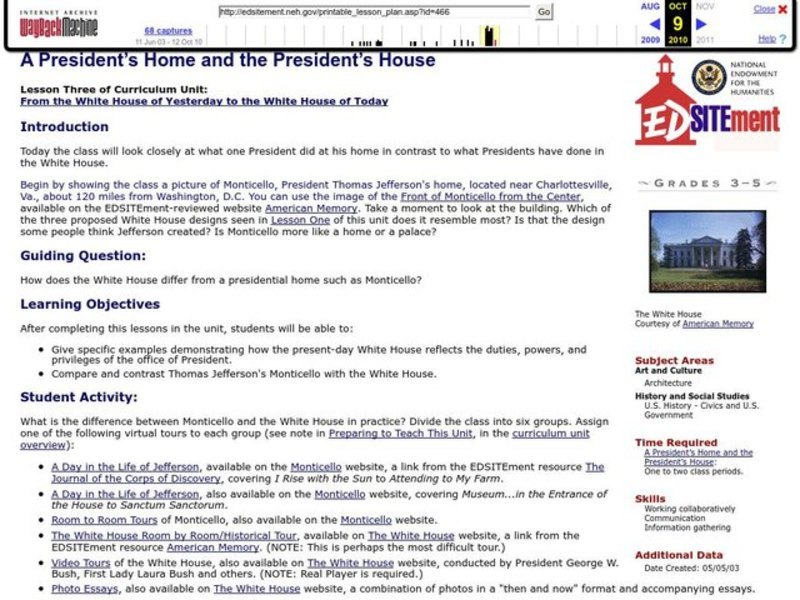 A President's Home and the President's House Lesson Plan