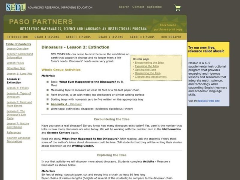 Extinction Lesson Plan