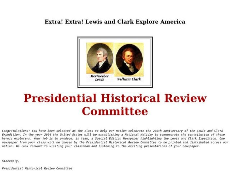 Extra! Extra! Lewis and Clark Explore America Lesson Plan
