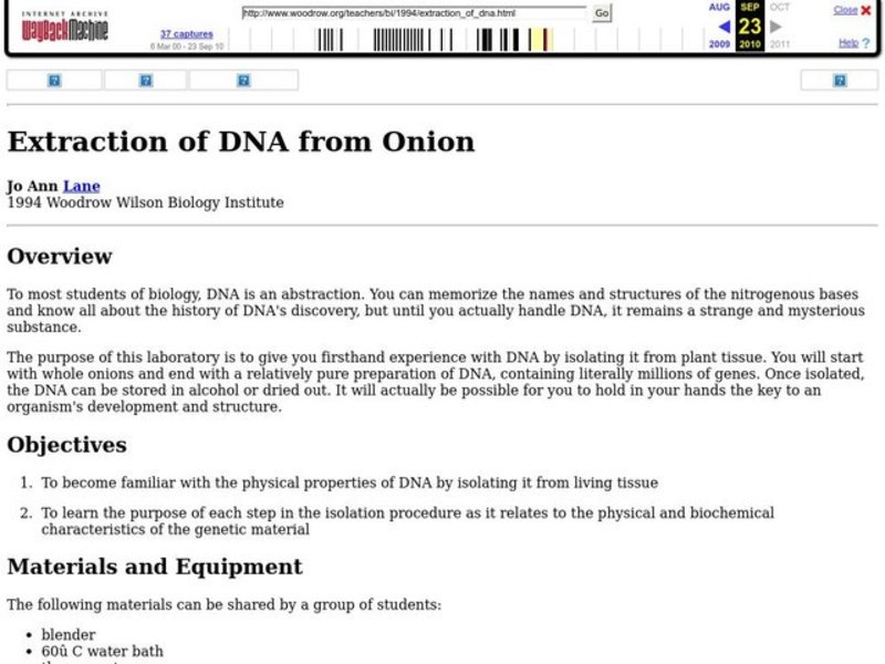 Extraction of DNA from Onion Lesson Plan