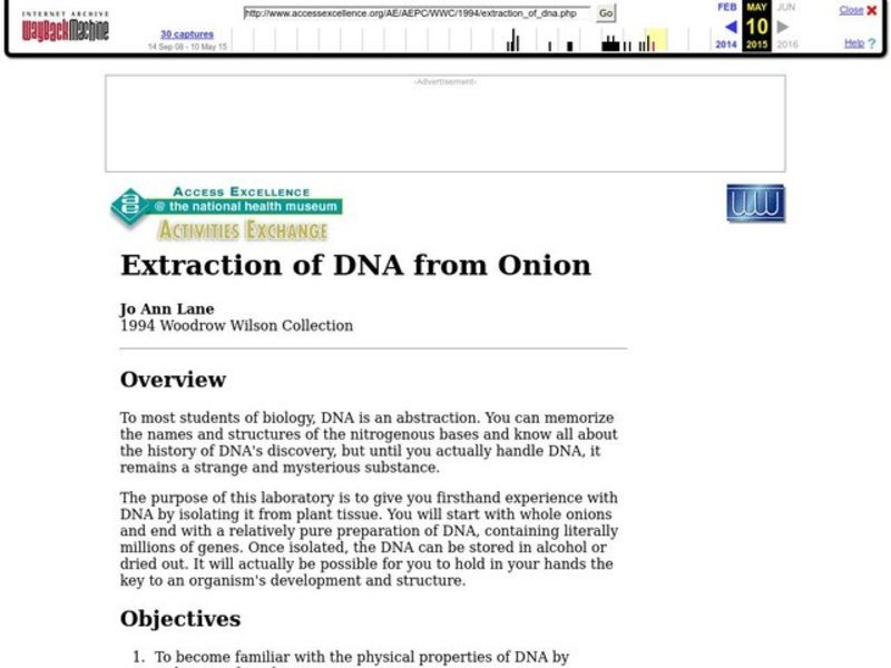 Extraction of DNA from Onion Lesson Plan