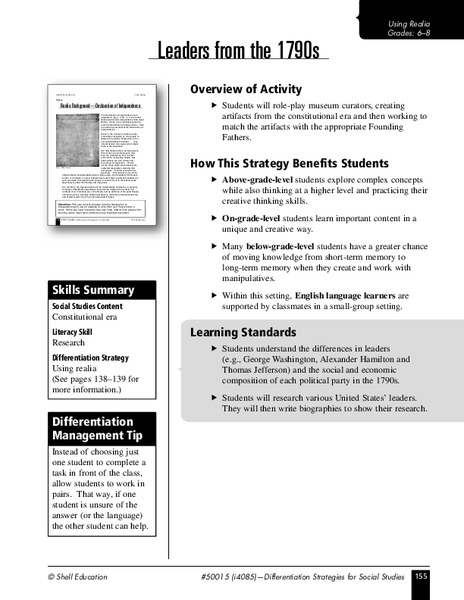 Leaders from the 1790s Activity