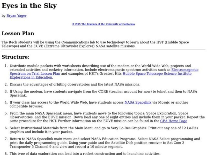 Eyes in the Sky Lesson Plan