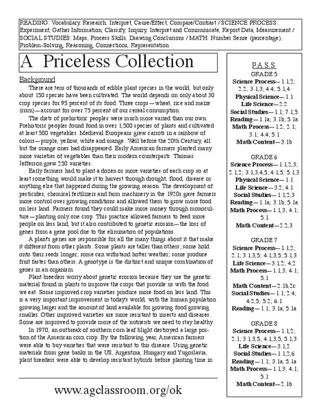 A Priceless Collection Lesson Plan