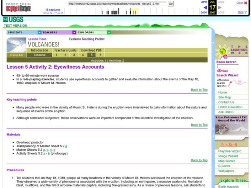 Eyewitness Accounts Lesson Plan