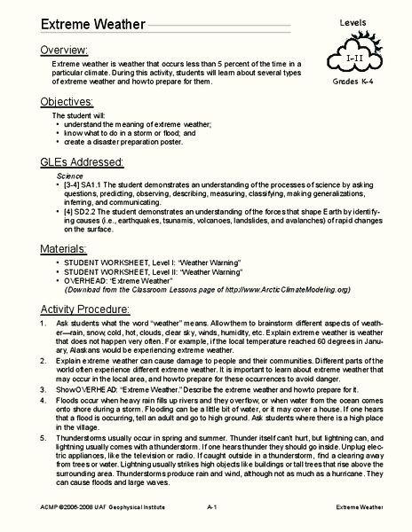 Extreme Weather Lesson Plan