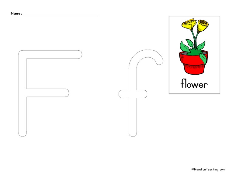 F is for Flower Worksheet