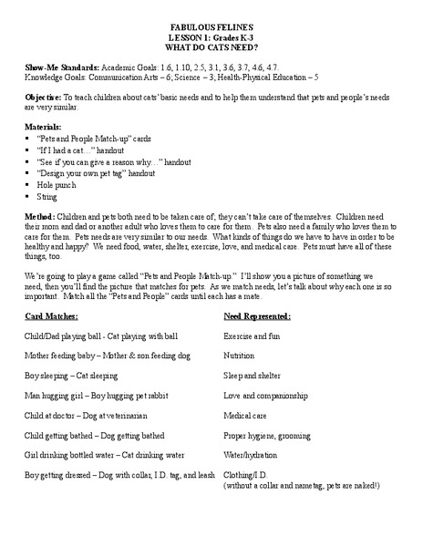 Fabulous Felines Lesson Plan