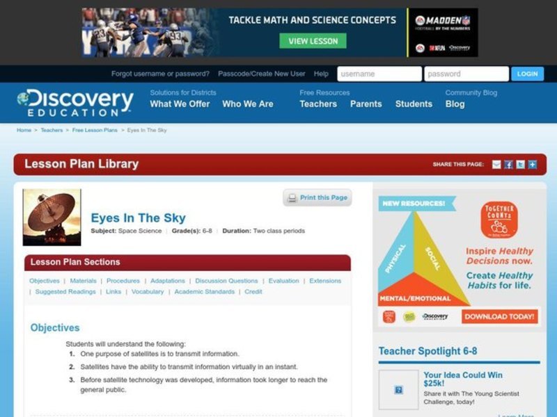 Eyes in the Sky Lesson Plan