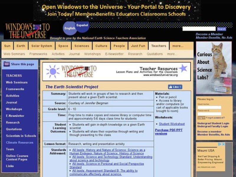 The Earth Scientist Project Lesson Plan