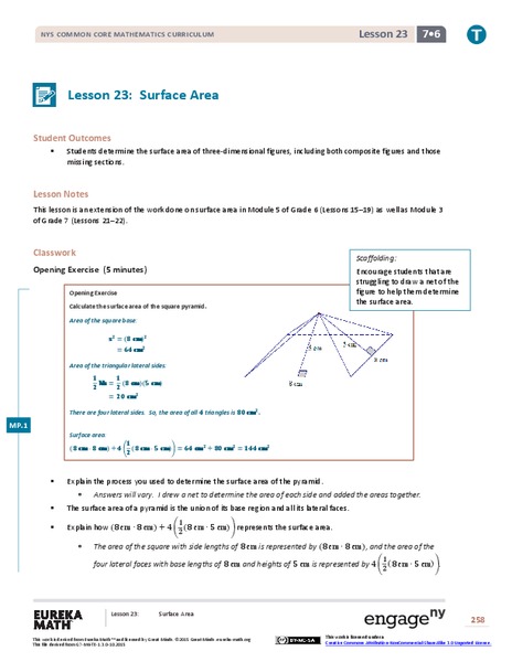 Surface Area Lesson Plan