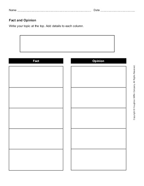 Fact and Opinion Organizer