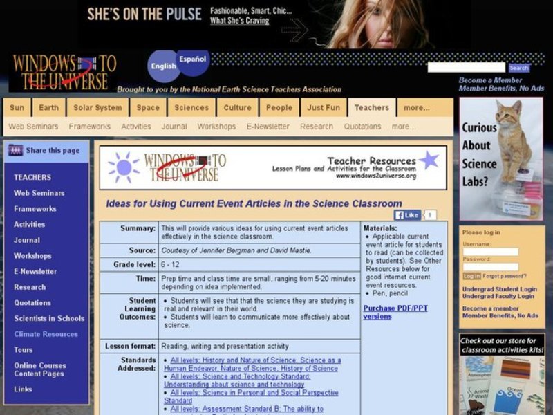 Ideas for Using Current Event Articles in the Science Classroom Lesson Plan