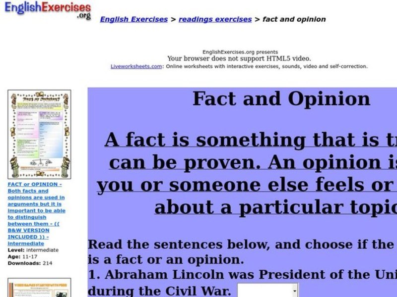 Fact and Opinion Interactive