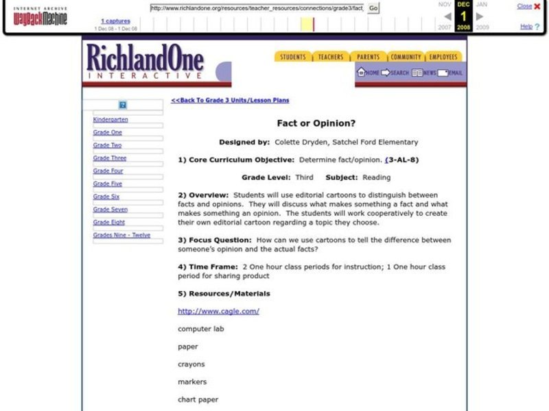 Fact or Opinion? Lesson Plan