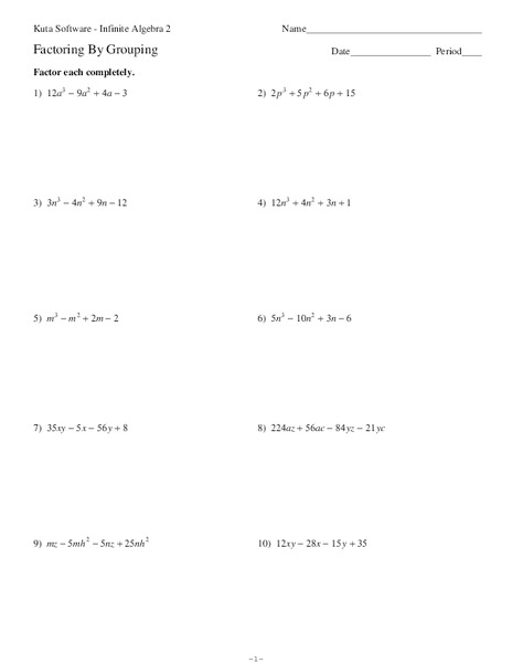 Factor by Grouping Worksheet